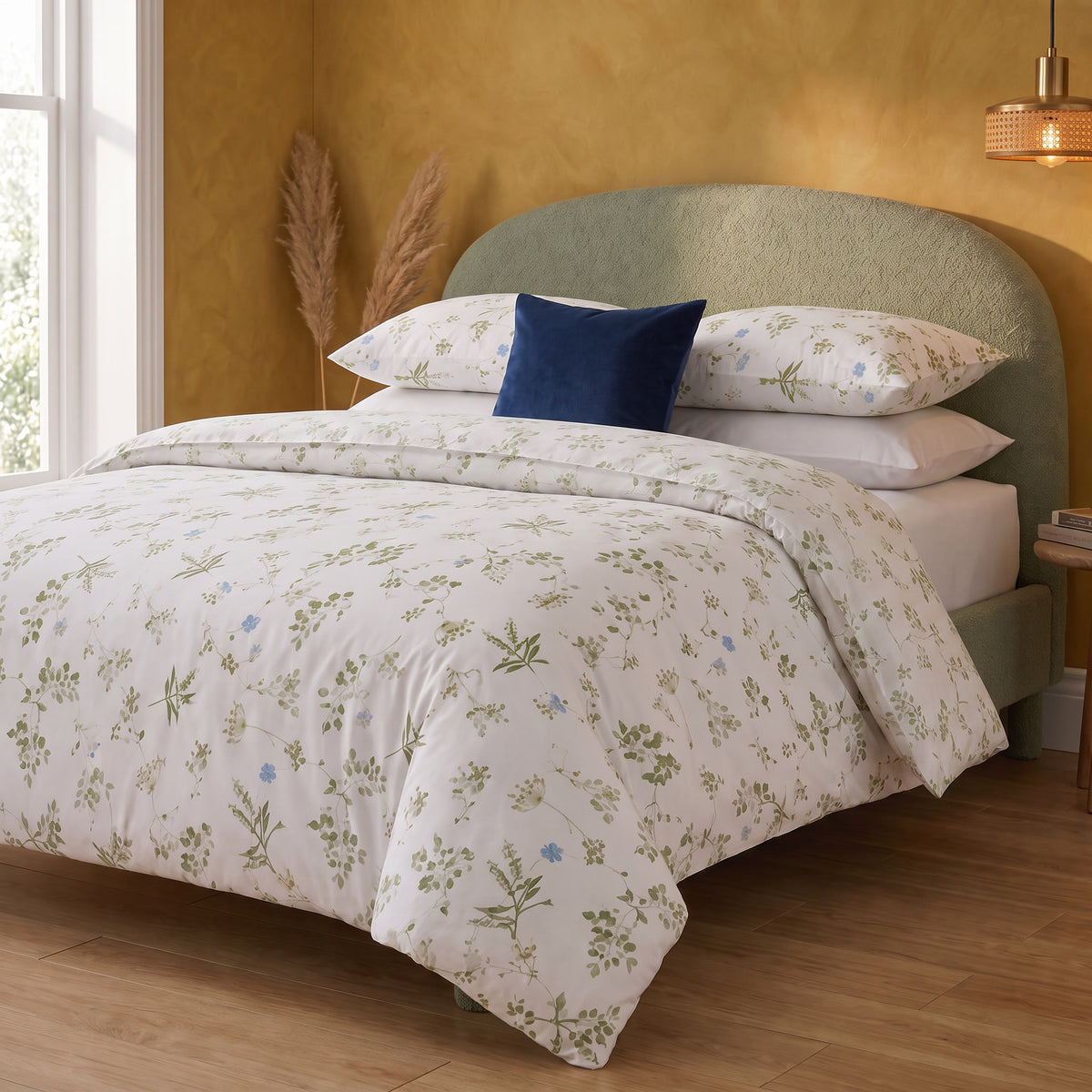 Brins de fleurs sauvages olive – Parure de couette