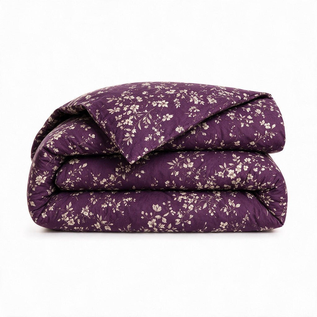 Floral des prés bordeaux (Burgundy Meadow Floral) – Parure de draps