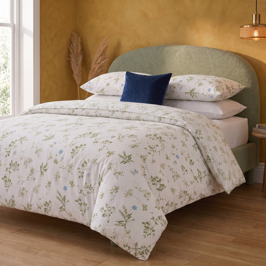 Brins de fleurs sauvages olive (Olive Wildflower Sprigs) – Parure de draps